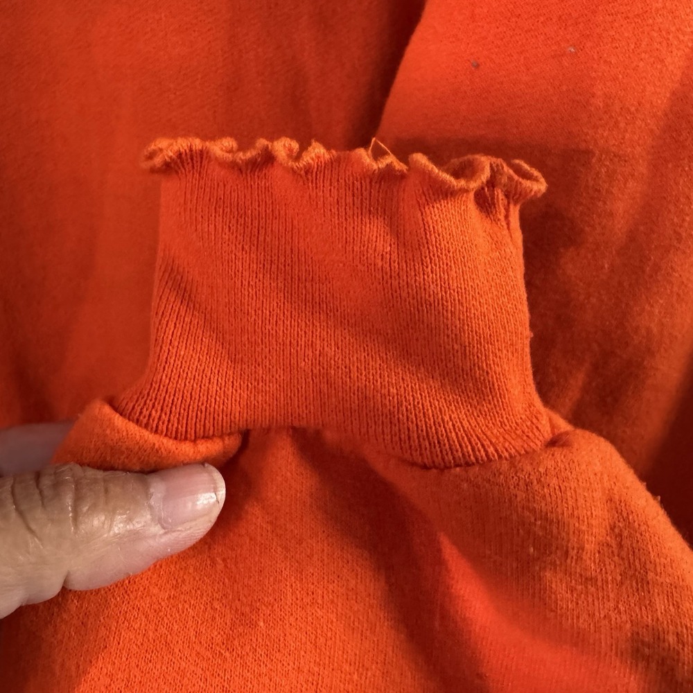 LADIES LONG SLEEVE SWEATSHIRT Orange JEAN Patchwork pocket Apple XL - Picture 6 of 6